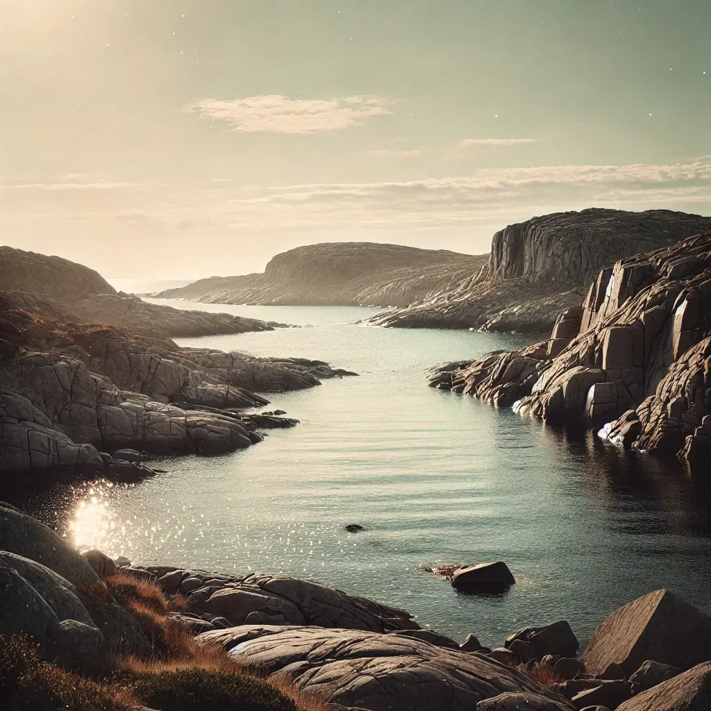 a body of water with rocks and a body of water